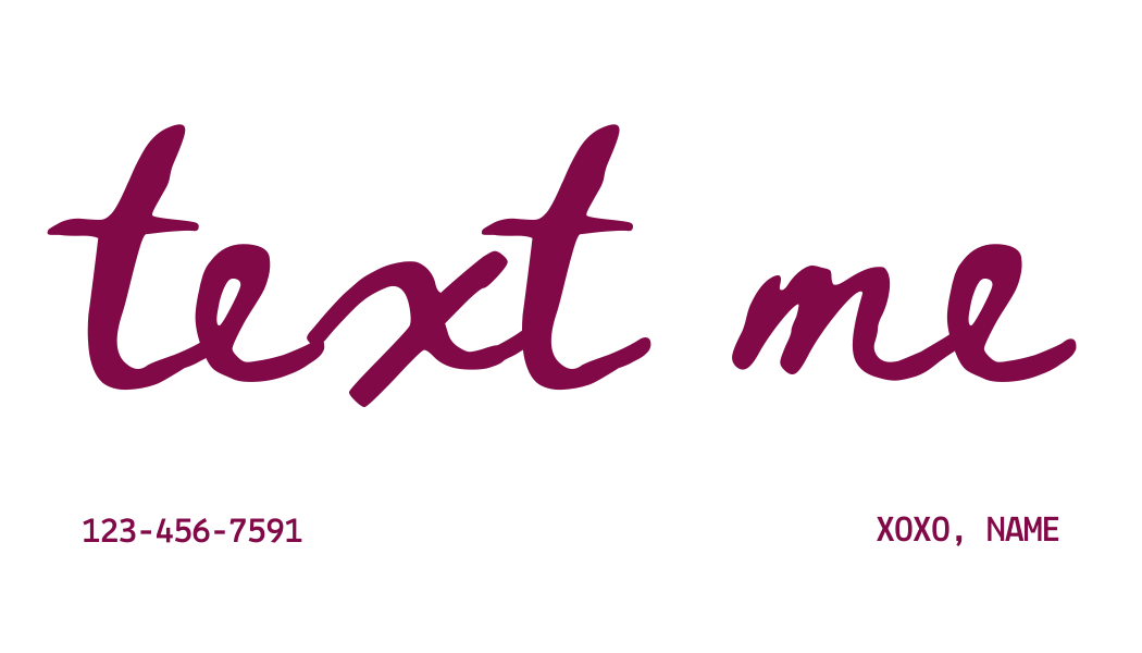 Cursive Text Me Card - 50 Cards